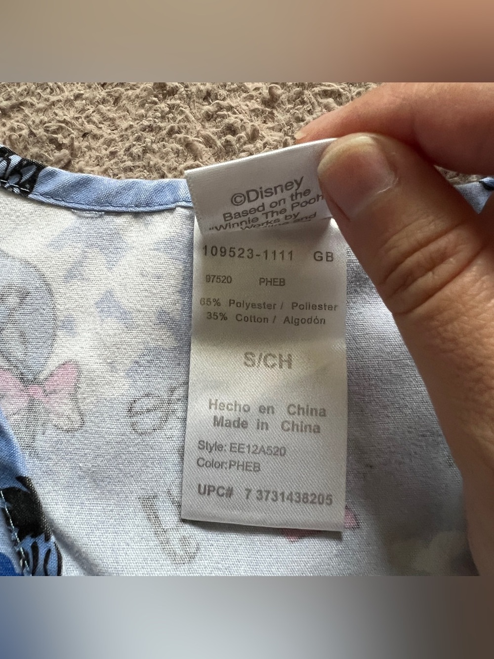 Disney Eeyore Scrub Top Medical Nursing Healthcare Utility Nurse Cute Retro Sz S - Picture 3 of 8